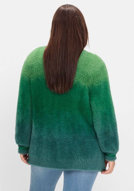 Sheego By Joe Browns Strickjacke Im Farbverlauf, Aus Flausch-Garn - Grün-blau Sheego