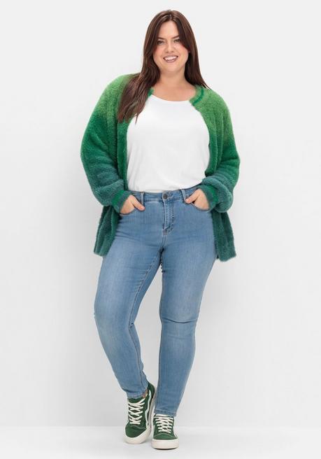 Sheego By Joe Browns Strickjacke Im Farbverlauf, Aus Flausch-Garn - Grün-blau Sheego