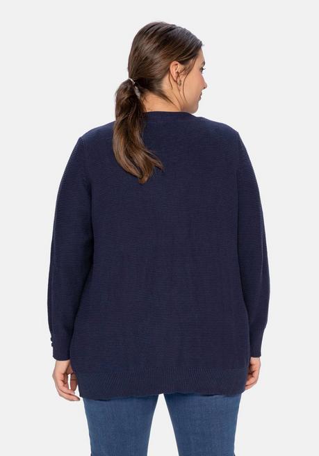 Sheego Strickjacke Im Linksstrick, Offene Form - Marine Sheego