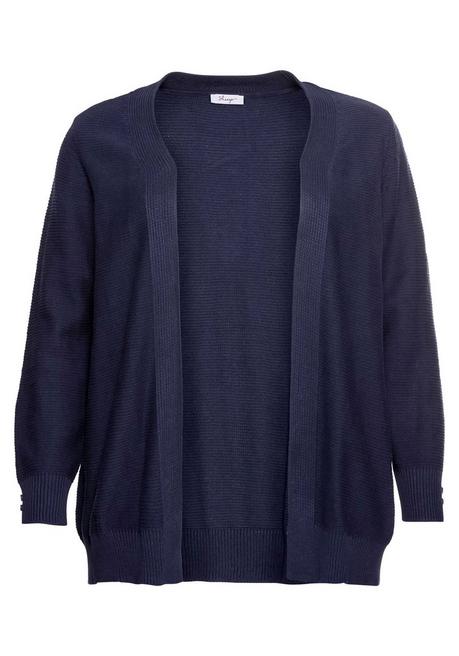 Sheego Strickjacke Im Linksstrick, Offene Form - Marine Sheego