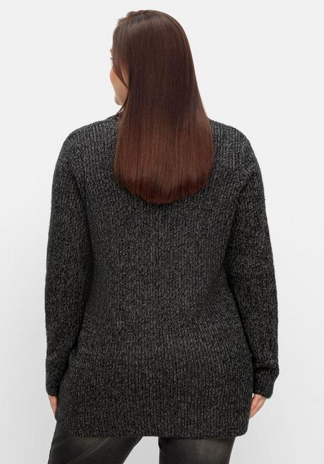 Sheego Strickjacke Im Patentstrick, Mit Schalkragen - Schwarz Sheego