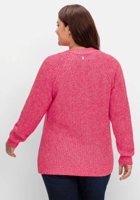 Sheego Strickjacke Im Patentstrick, Offene Form - Pink Sheego