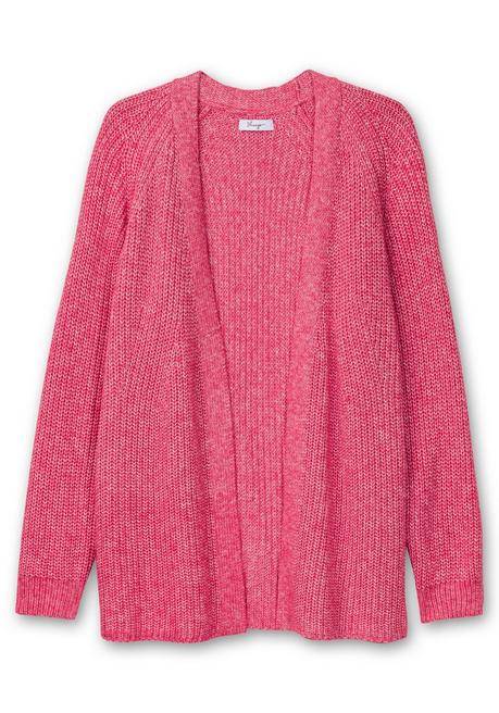 Sheego Strickjacke Im Patentstrick, Offene Form - Pink Sheego