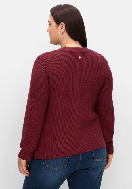 Sheego Strickjacke Im Strickmuster-Mix - Weinrot Sheego
