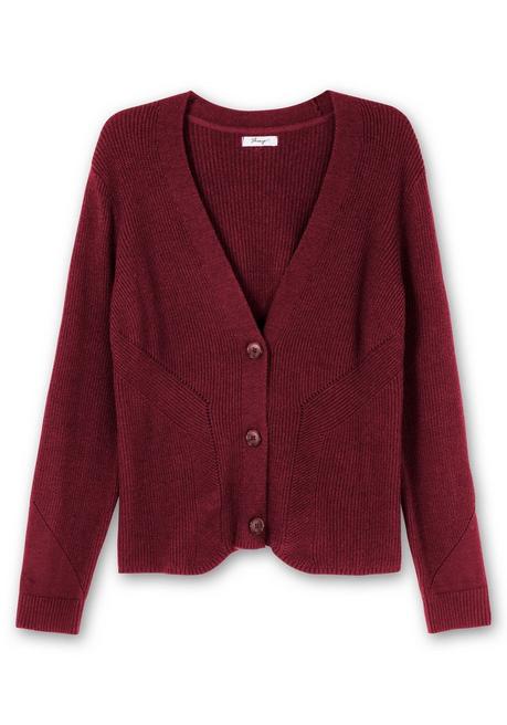 Sheego Strickjacke Im Strickmuster-Mix - Weinrot Sheego