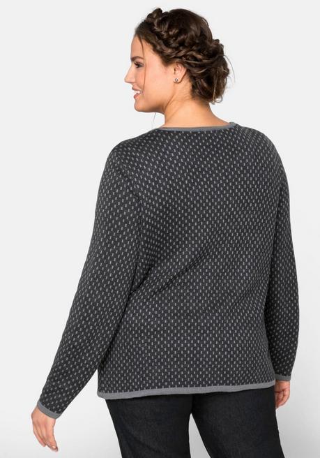 Sheego Strickjacke Im Trachtenstil, Knöpfe In Holzoptik - Anthrazit Meliert Sheego