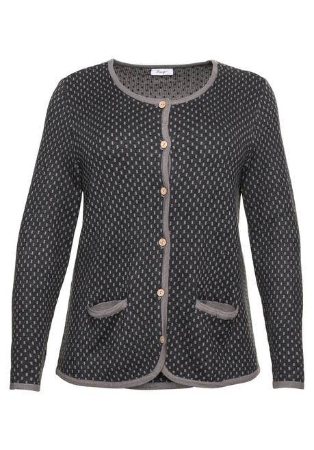 Sheego Strickjacke Im Trachtenstil, Knöpfe In Holzoptik - Anthrazit Meliert Sheego