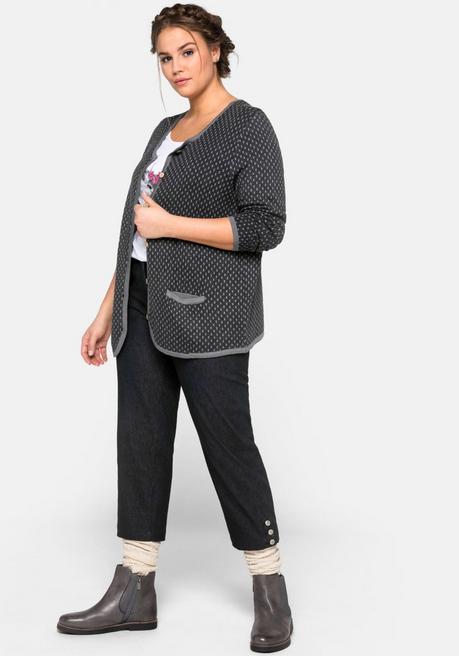 Sheego Strickjacke Im Trachtenstil, Knöpfe In Holzoptik - Anthrazit Meliert Sheego