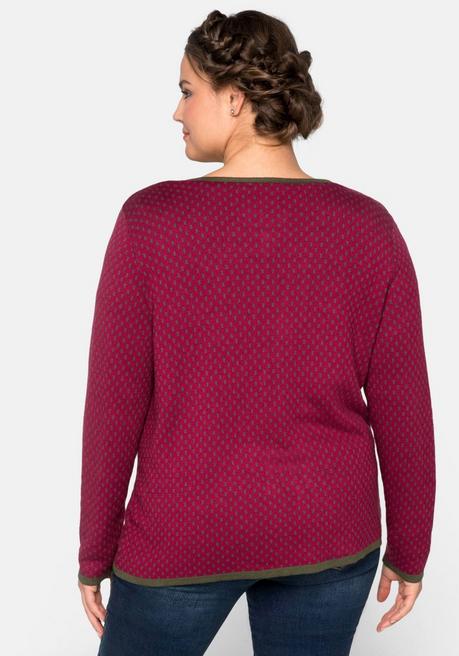 Sheego Strickjacke Im Trachtenstil, Knöpfe In Holzoptik - Beere Sheego