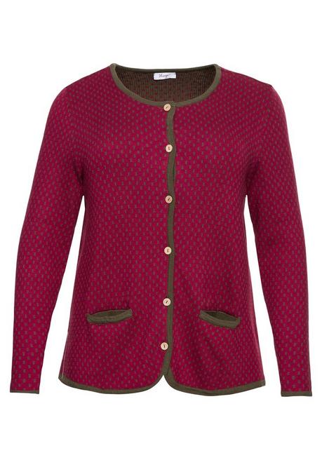 Sheego Strickjacke Im Trachtenstil, Knöpfe In Holzoptik - Beere Sheego