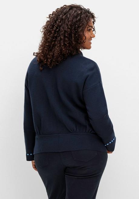 Sheego Strickjacke In Blousonform, Aus Milanostrick - Nachtblau Sheego