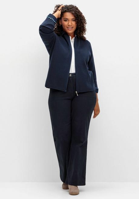 Sheego Strickjacke In Blousonform, Aus Milanostrick - Nachtblau Sheego