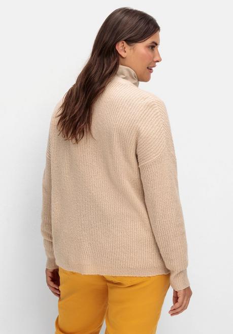 Sheego Strickjacke In Grober Rippstrick-Optik - Beigefarben Sheego