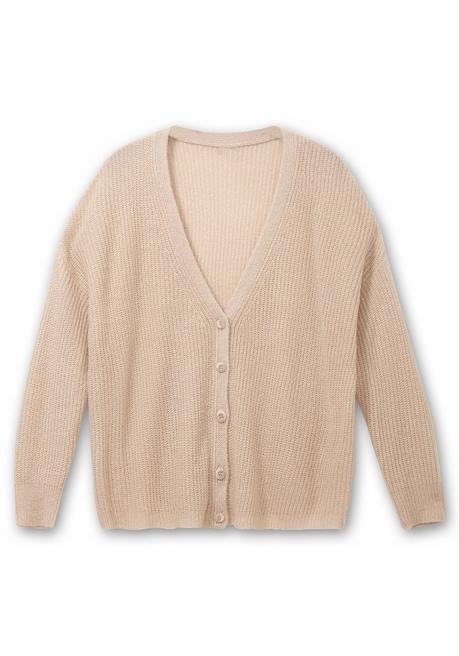 Sheego Strickjacke In Grober Rippstrick-Optik - Beigefarben Sheego