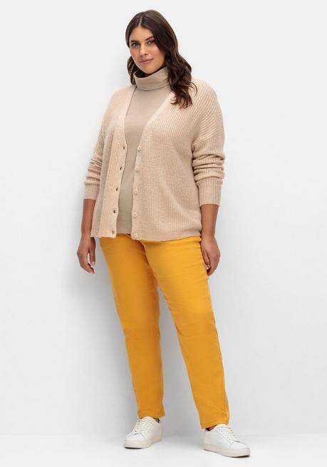 Sheego Strickjacke In Grober Rippstrick-Optik - Beigefarben Sheego