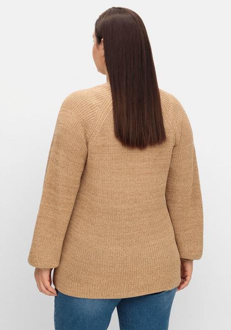 Sheego Strickjacke In Leichter A-Linie Und Offener Form - Cappuccino Meliert Sheego