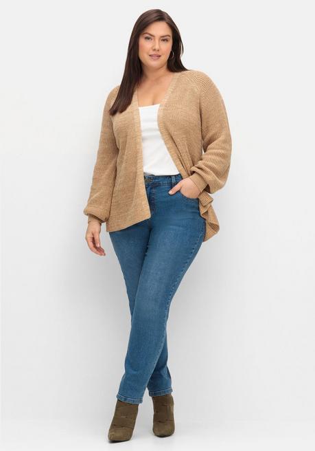 Sheego Strickjacke In Leichter A-Linie Und Offener Form - Cappuccino Meliert Sheego