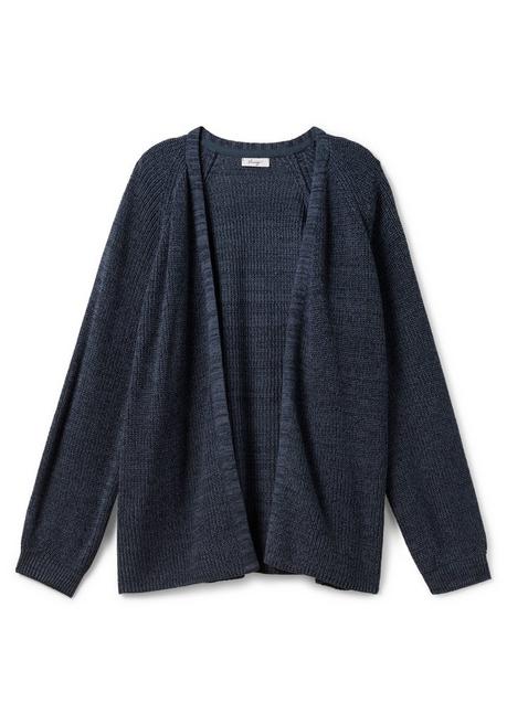 Sheego Strickjacke In Leichter A-Linie Und Offener Form - Nachtblau Meliert Sheego