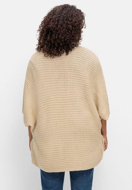 Sheego Strickjacke In Offener Form, Mit Verkürztem Ärmel - Sand Sheego