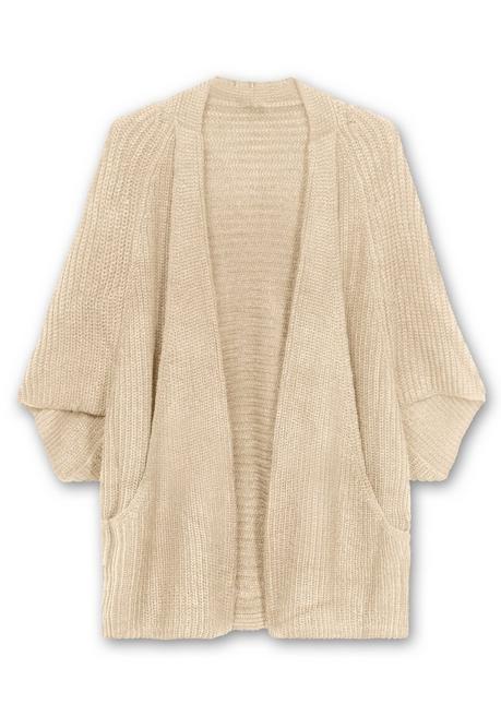 Sheego Strickjacke In Offener Form, Mit Verkürztem Ärmel - Sand Sheego
