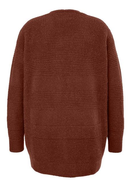 TRIANGLE Strickjacke In Struktur-Optik, Mit Bindebändchen - Rotbraun Sheego
