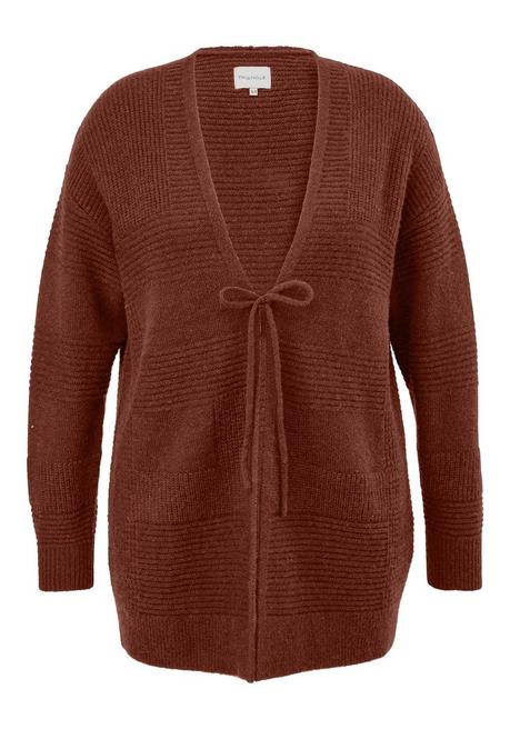 TRIANGLE Strickjacke in Struktur-Optik, mit Bindebändchen - rotbraun sheego