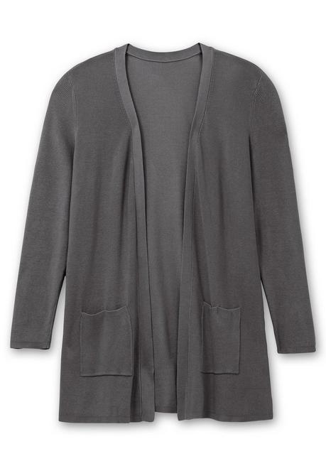 Sheego Strickjacke In Verschlussloser Form, Mit Taschen - Anthrazit Sheego