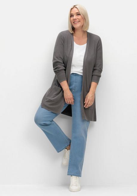 Sheego Strickjacke In Verschlussloser Form, Mit Taschen - Anthrazit Sheego