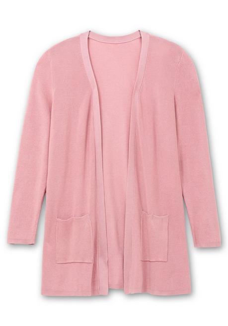 Sheego Strickjacke In Verschlussloser Form, Mit Taschen - Rosé Sheego
