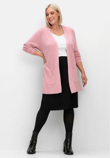 Sheego Strickjacke In Verschlussloser Form, Mit Taschen - Rosé Sheego