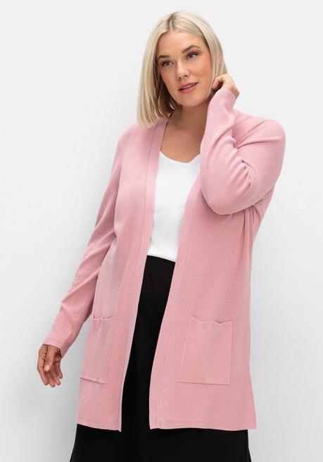 Sheego Strickjacke In Verschlussloser Form, Mit Taschen - Rosé Sheego