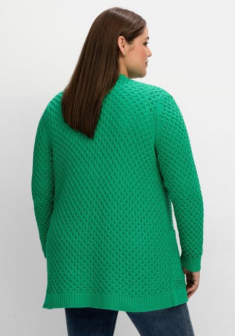 Sheego Strickjacke In Wabenstruktur, In Leichter A-Linie - Blattgrün Sheego