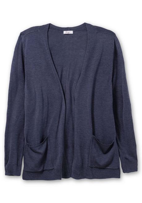 Sheego Strickjacke Mit Aufgesetzten Taschen - Indigo Meliert Sheego