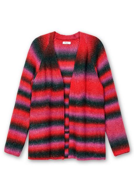 Sheego Strickjacke Mit Patentstrickmuster - Rot Gestreift Sheego