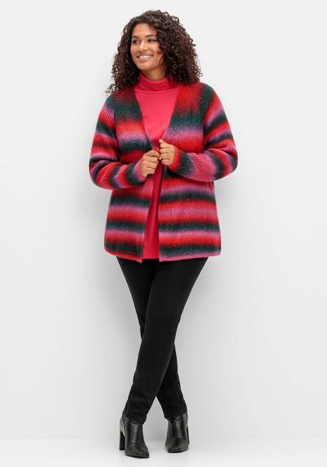 Sheego Strickjacke Mit Patentstrickmuster - Rot Gestreift Sheego