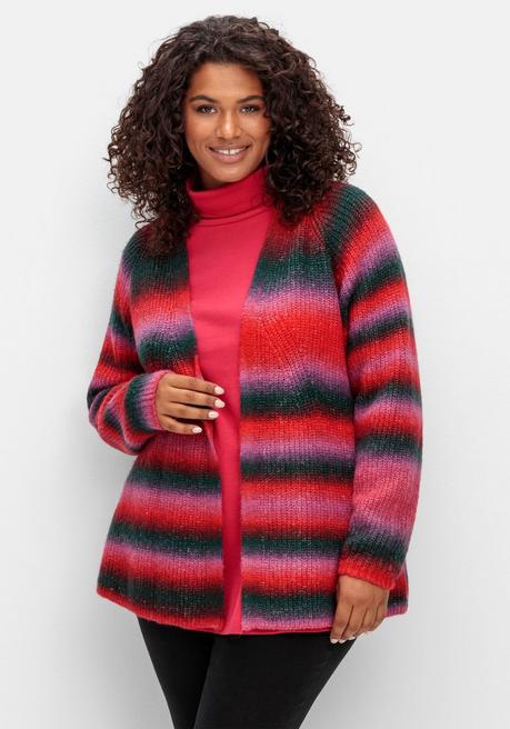 sheego Strickjacke mit Patentstrickmuster - rot gestreift sheego