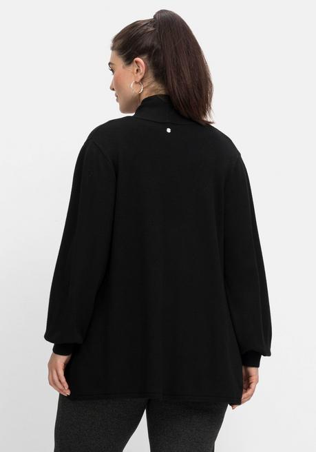 Sheego Strickjacke Mit Schalkragen Und Fransen - Schwarz Sheego