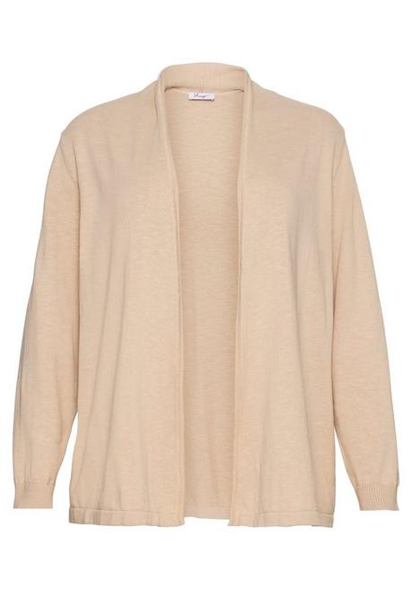 Sheego Strickjacke Mit Schmalem Schalkragen, Offene Form - Beigefarben Sheego