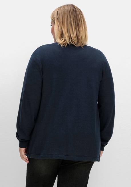 Sheego Strickjacke Mit Schmalem Schalkragen, Offene Form - Nachtblau Sheego