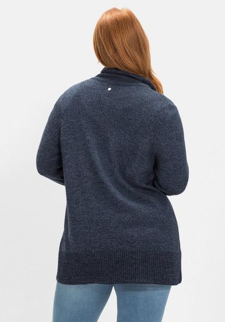 Sheego Strickjacke Mit Stehkragen Und Reißverschluss - Nachtblau Sheego