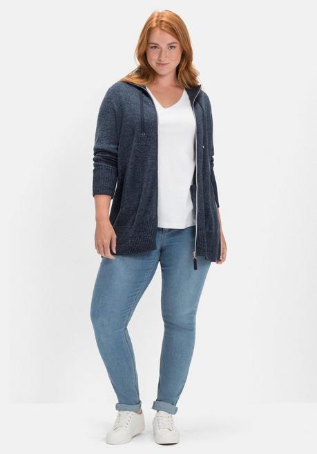 Sheego Strickjacke Mit Stehkragen Und Reißverschluss - Nachtblau Sheego