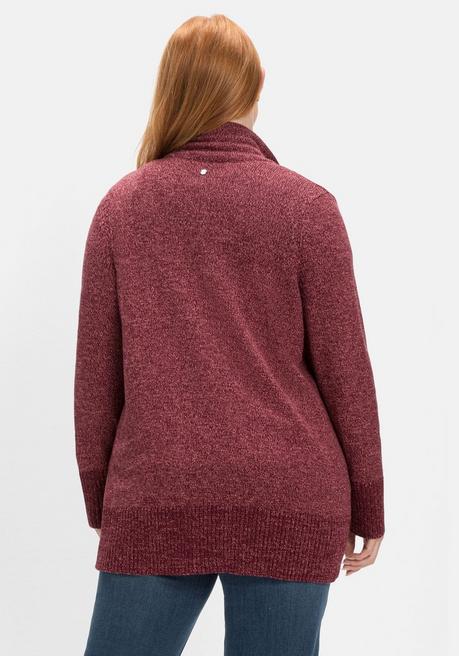 Sheego Strickjacke Mit Stehkragen Und Reißverschluss - Weinrot Sheego