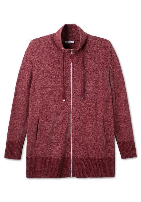 Sheego Strickjacke Mit Stehkragen Und Reißverschluss - Weinrot Sheego