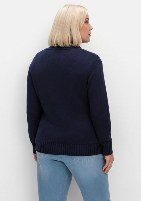 Sheego Strickjacke Mit Troyerkragen Und 2-Wege-Zipper - Marine Sheego