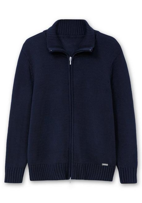 Sheego Strickjacke Mit Troyerkragen Und 2-Wege-Zipper - Marine Sheego