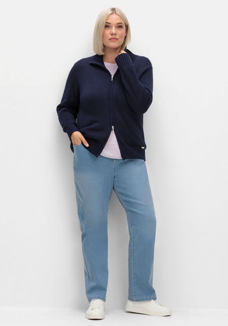 Sheego Strickjacke Mit Troyerkragen Und 2-Wege-Zipper - Marine Sheego
