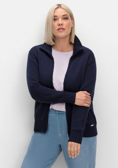 Sheego Strickjacke Mit Troyerkragen Und 2-Wege-Zipper - Marine Sheego