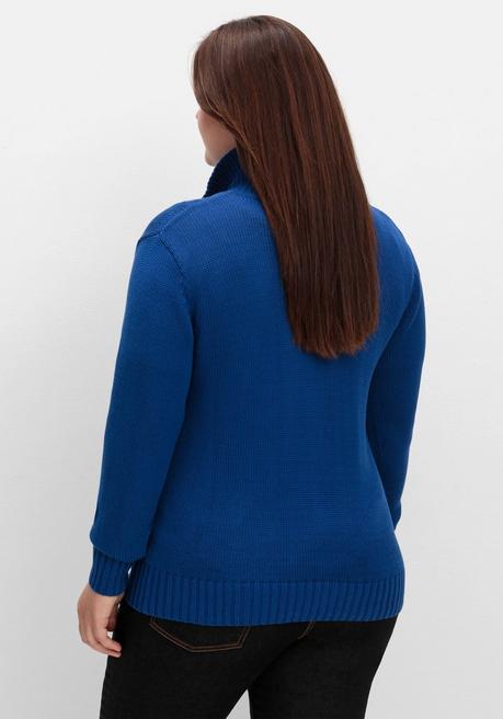 Sheego Strickjacke Mit Troyerkragen Und 2-Wege-Zipper - Royalblau Sheego
