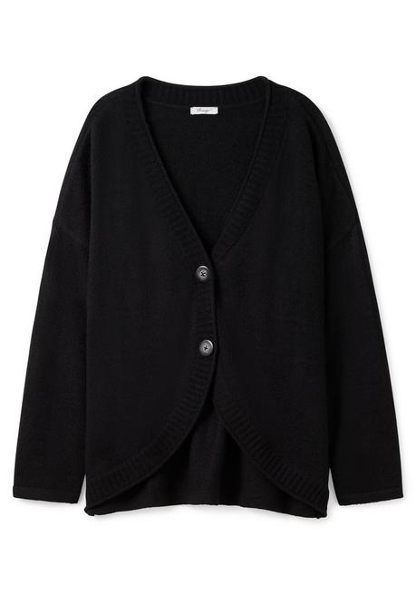 Sheego Strickjacke Mit V-Ausschnitt, In Kurzer Form - Schwarz Sheego
