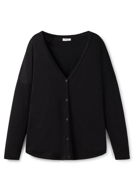 Sheego Strickjacke Mit V-Ausschnitt Und Gerundetem Saum - Schwarz Sheego